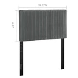 Meadow Performance Velvet Twin Headboard in Gray