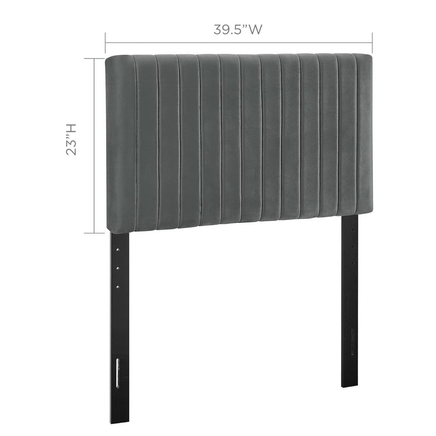 Meadow Performance Velvet Twin Headboard in Gray