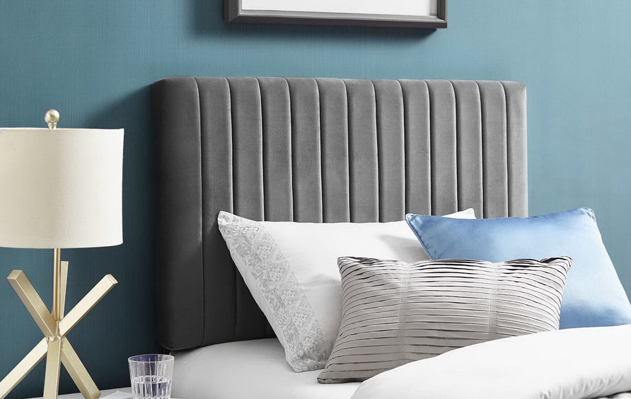 Meadow Performance Velvet Twin Headboard in Gray