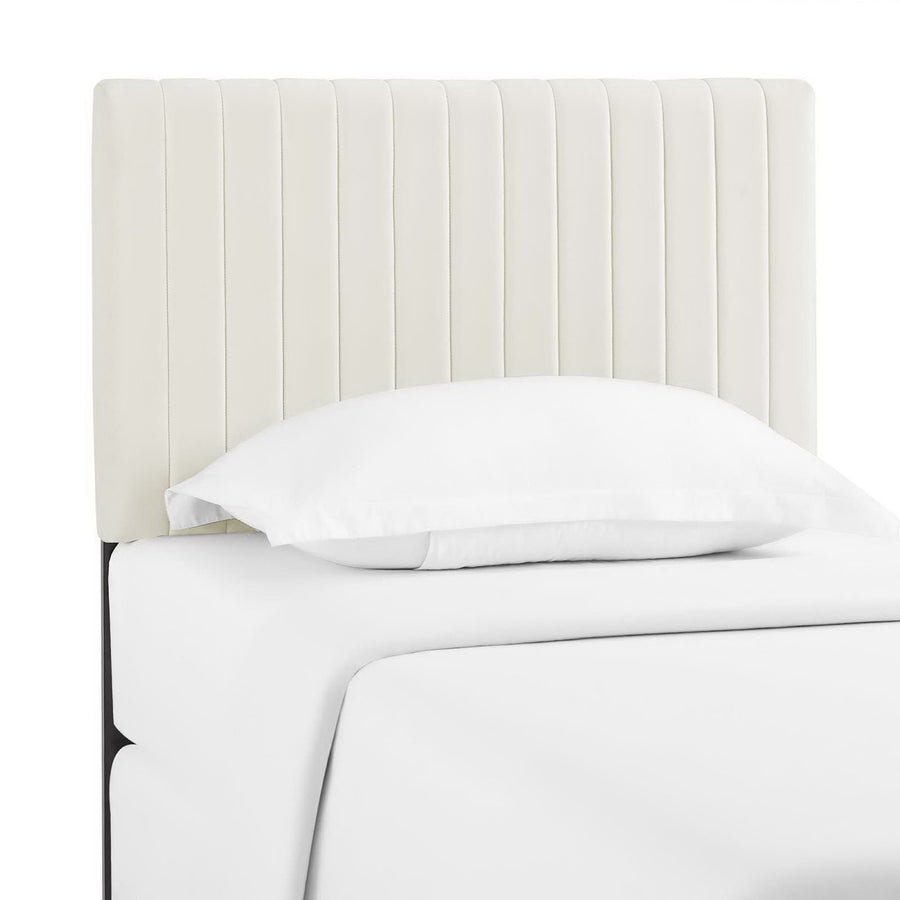 Meadow Performance Velvet Twin Headboard in Ivory