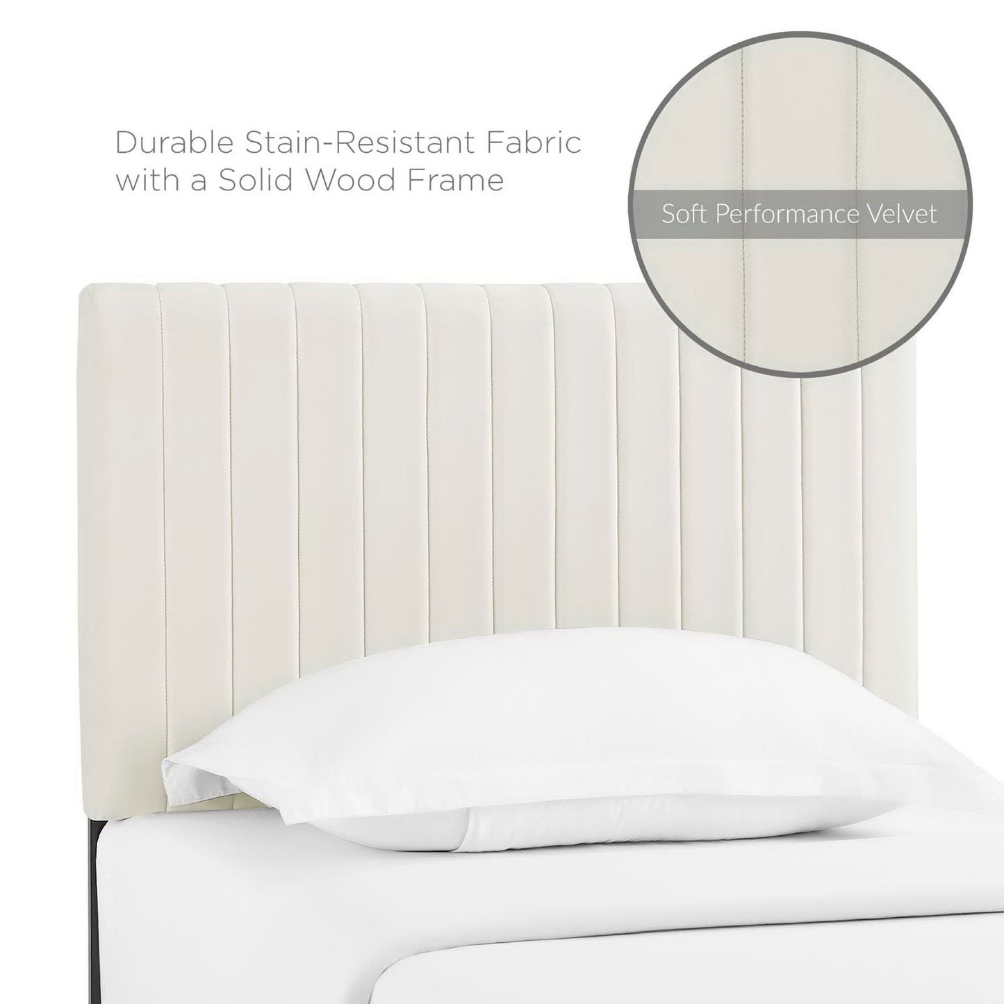 Keira Performance Velvet Twin Headboard by Furniture For America