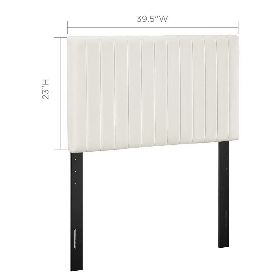 Meadow Performance Velvet Twin Headboard in Ivory