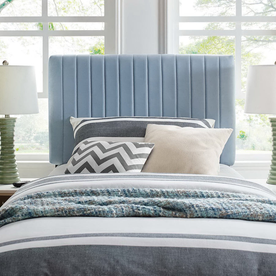 Meadow Performance Velvet Twin Headboard in Light Blue