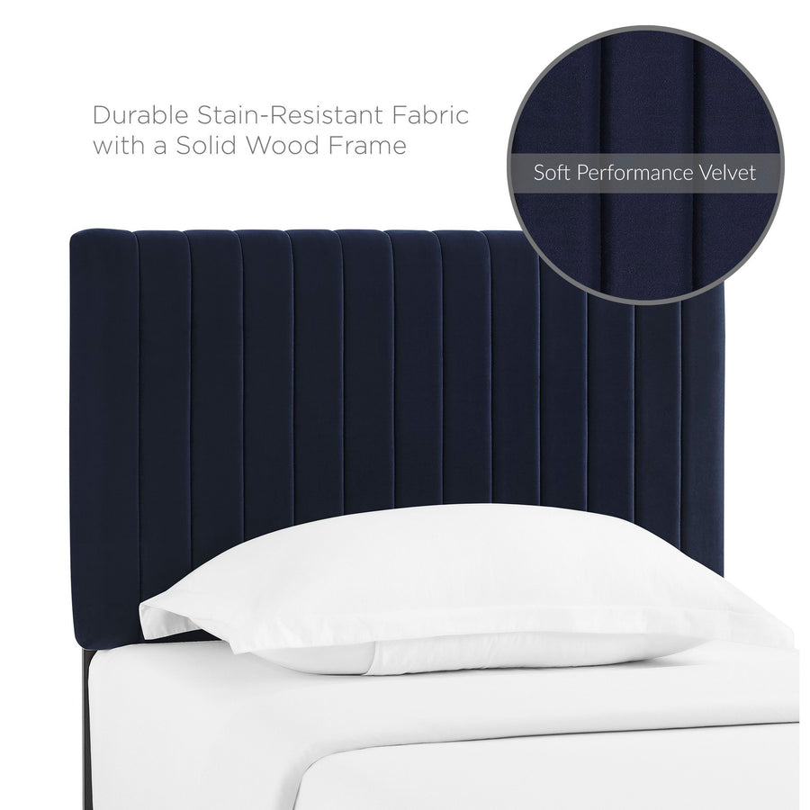 Meadow Performance Velvet Twin Headboard in Midnight Blue