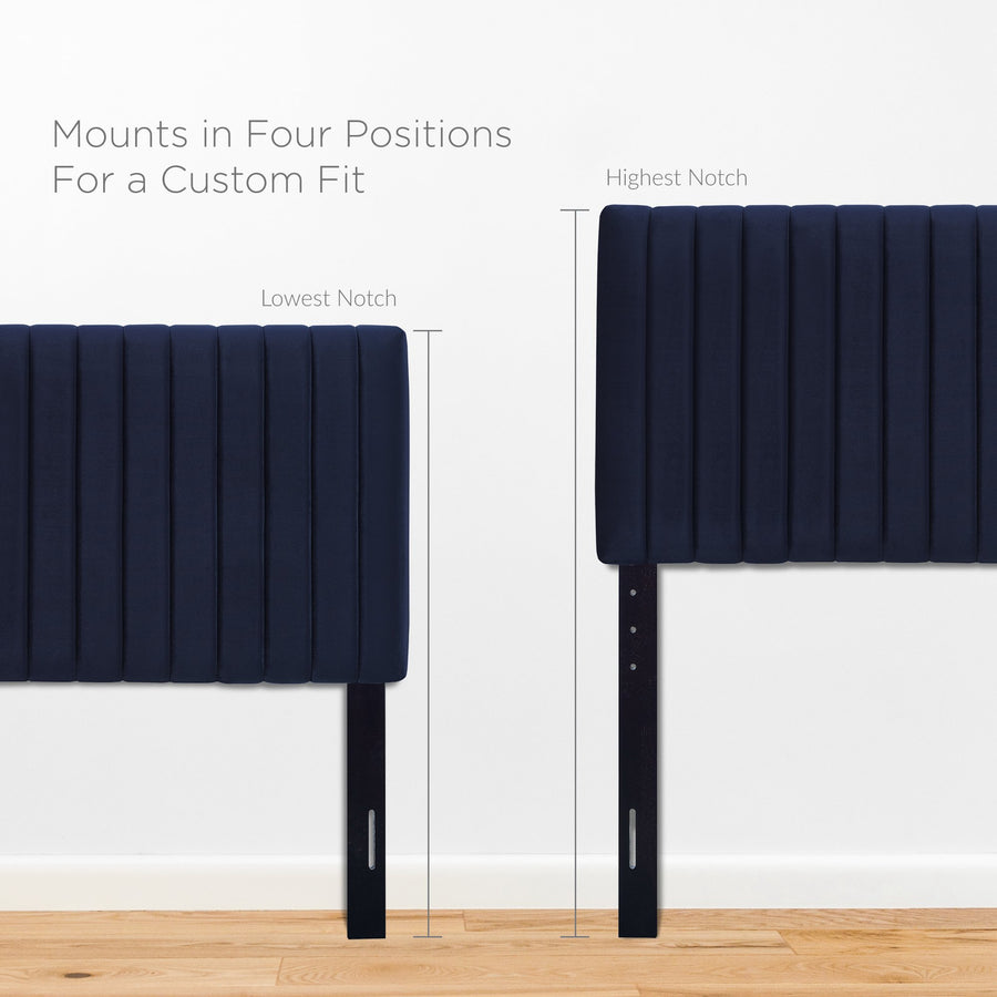 Meadow Performance Velvet Twin Headboard in Midnight Blue