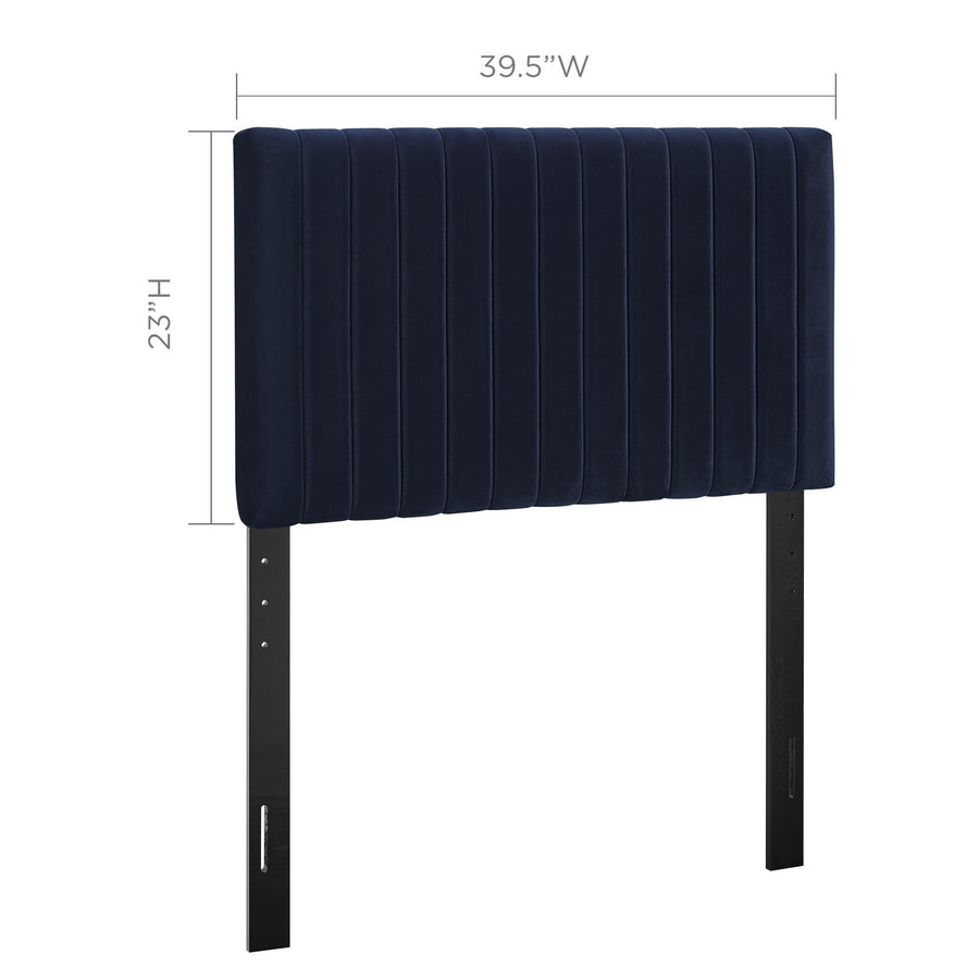 Meadow Performance Velvet Twin Headboard in Midnight Blue