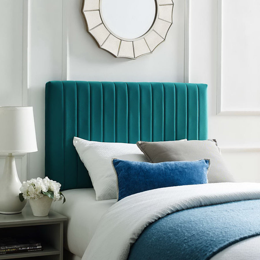 Meadow Performance Velvet Twin Headboard in Teal