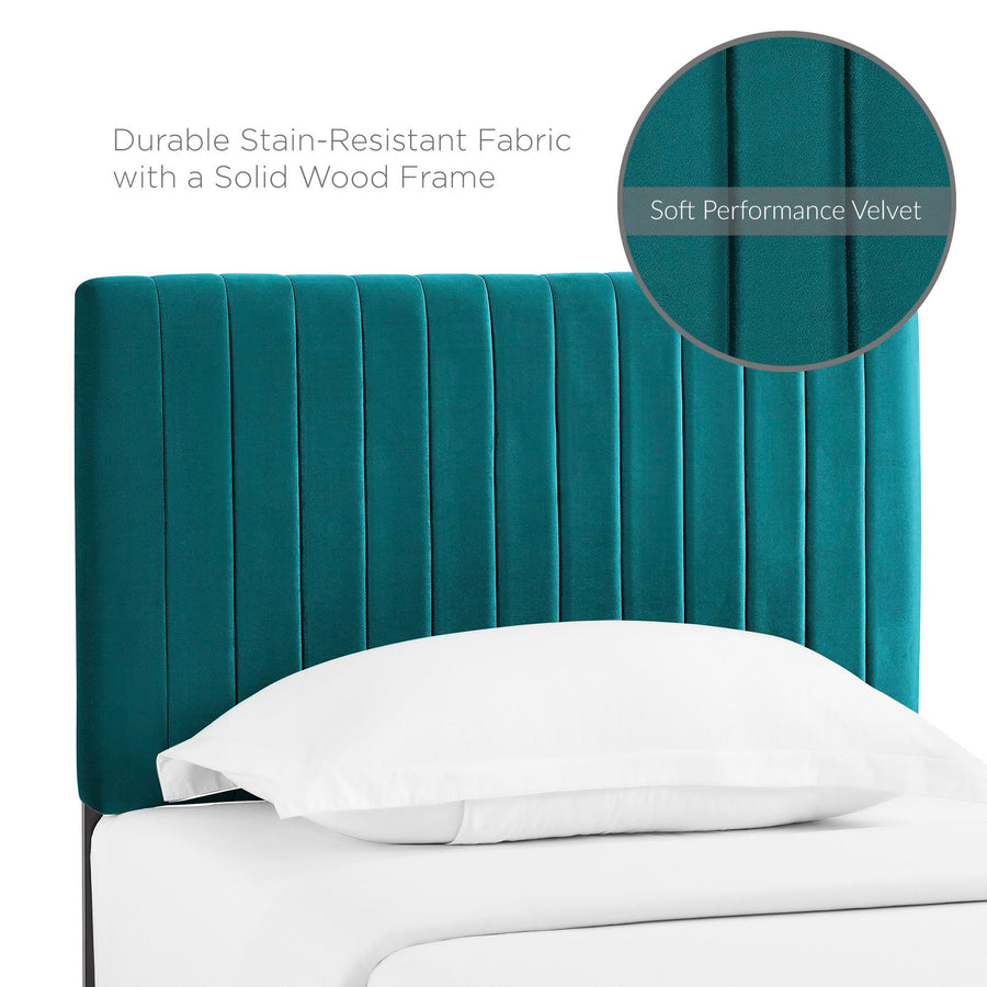 Meadow Performance Velvet Twin Headboard in Teal