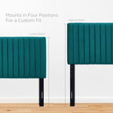 Meadow Performance Velvet Twin Headboard in Teal