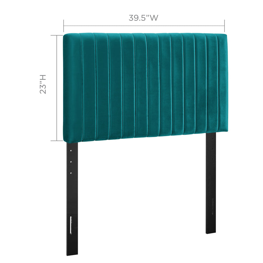 Meadow Performance Velvet Twin Headboard in Teal