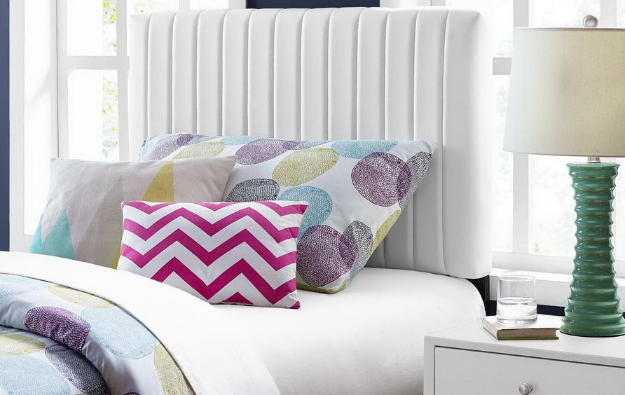 Meadow Faux Leather Twin Headboard in White