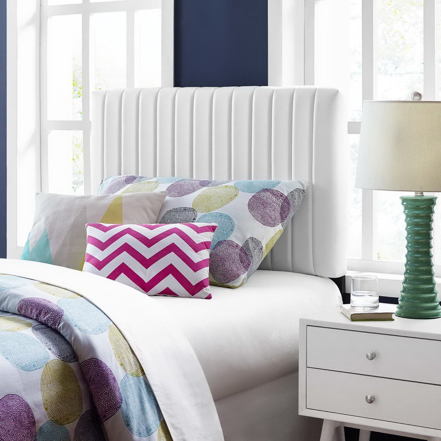 Keira Faux Leather Twin Headboard by Furniture For America