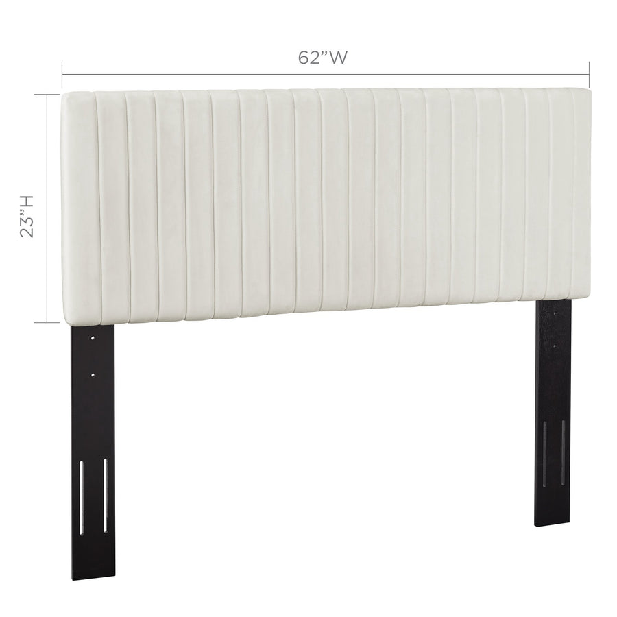 Meadow Performance Velvet Full / Queen Headboard in Ivory