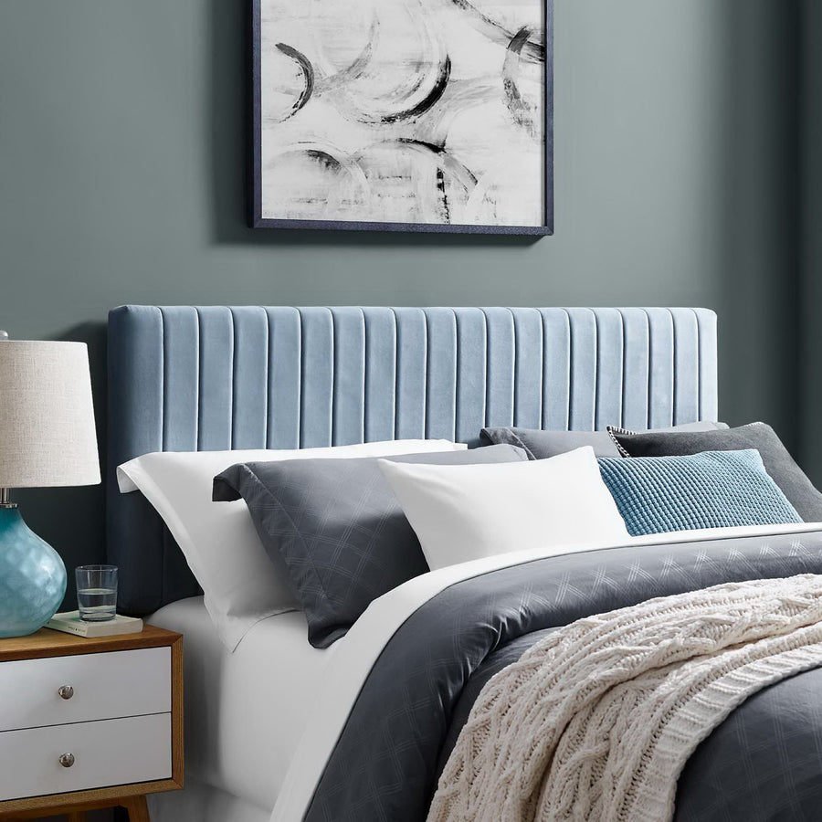 Meadow Performance Velvet Full / Queen Headboard in Light Blue