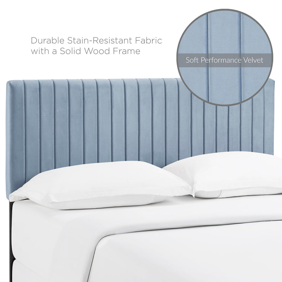 Meadow Performance Velvet Full / Queen Headboard in Light Blue