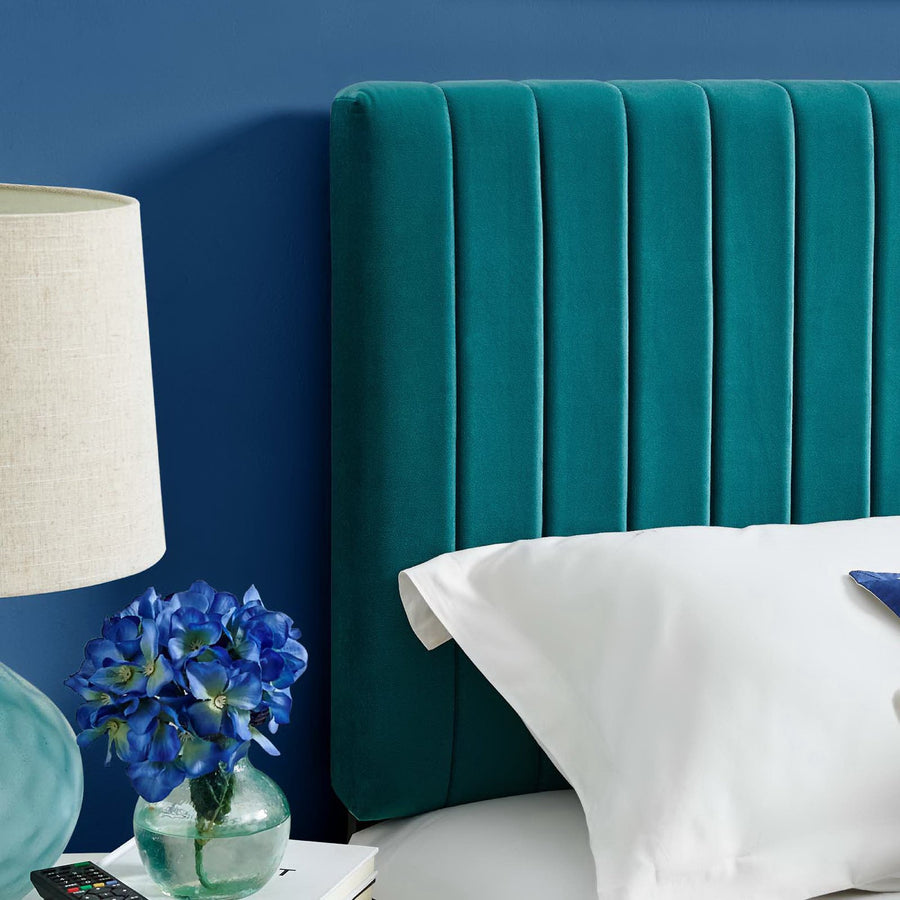Meadow Performance Velvet Full / Queen Headboard in Teal