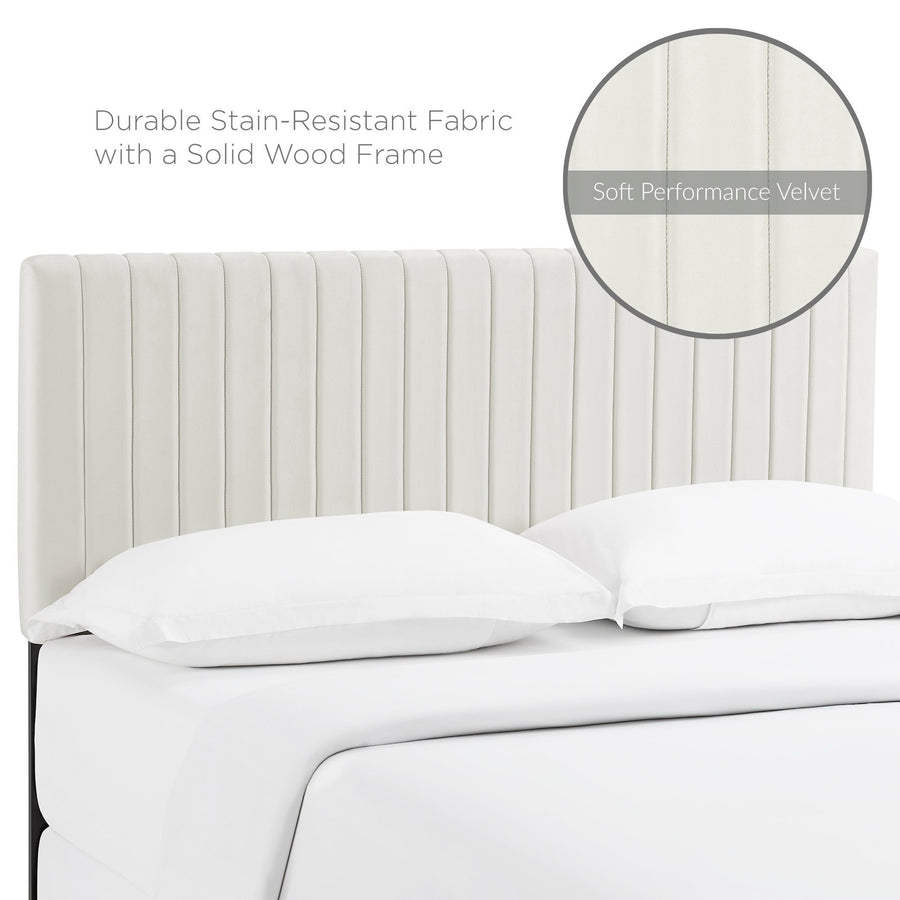 Meadow Performance Velvet King/California King Headboard in Ivory