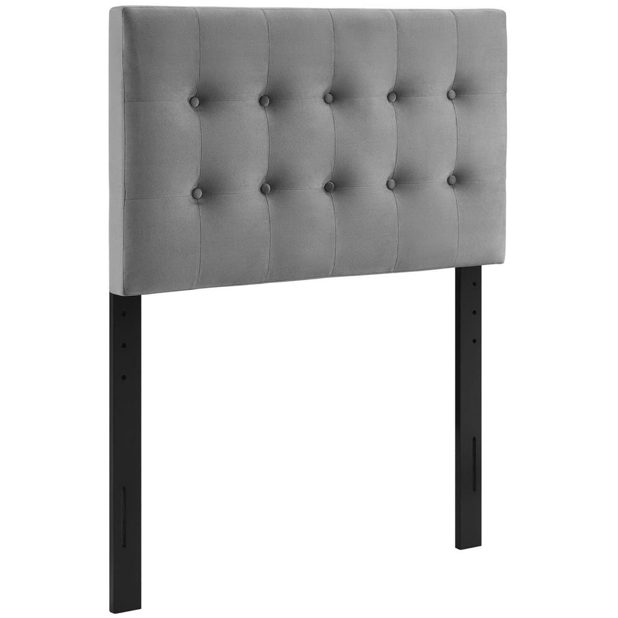 Vale Biscuit Tufted Performance Velvet Twin Headboard in Gray