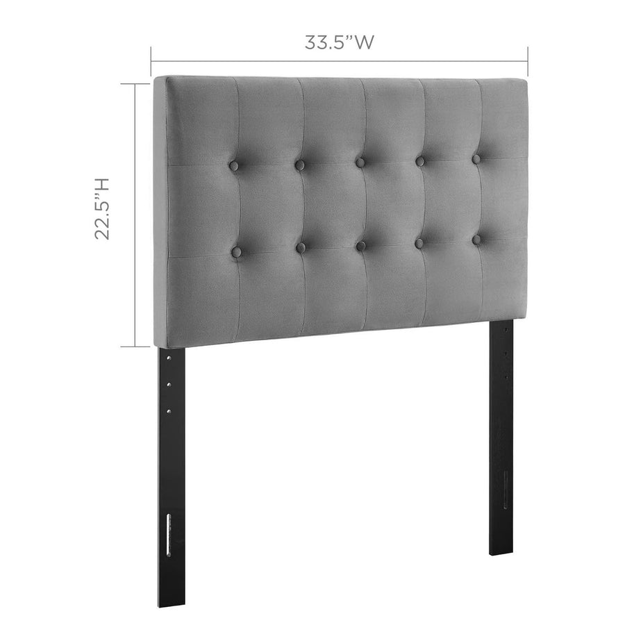 Vale Biscuit Tufted Performance Velvet Twin Headboard in Gray