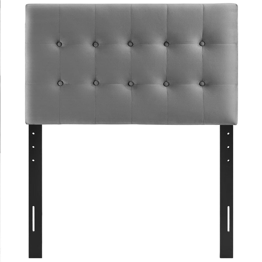 Vale Biscuit Tufted Performance Velvet Twin Headboard in Gray
