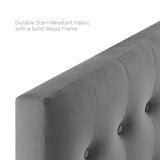 Vale Biscuit Tufted Performance Velvet Twin Headboard in Gray