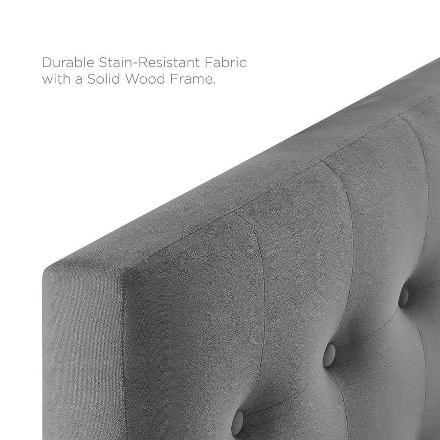 Vale Biscuit Tufted Performance Velvet Twin Headboard in Gray