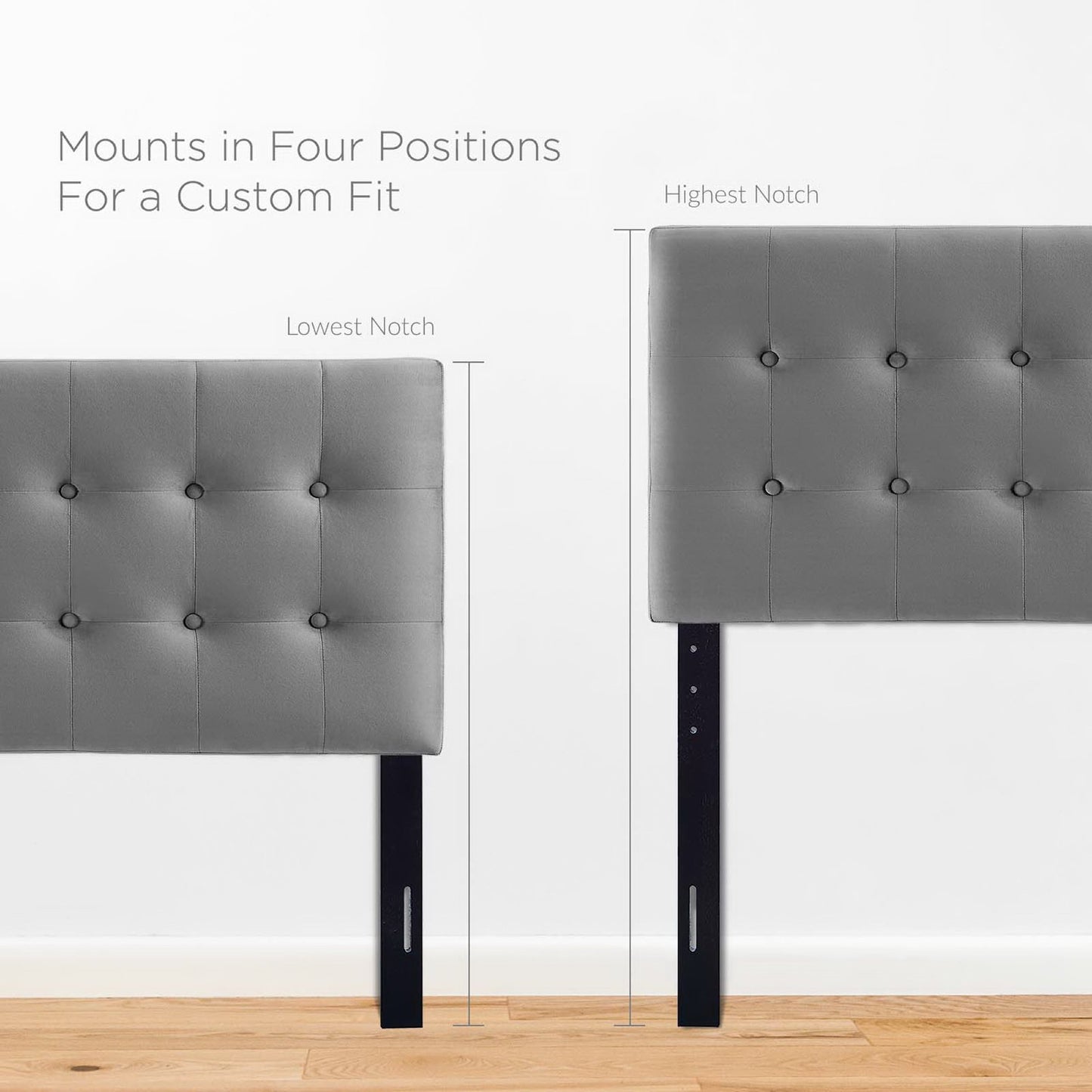 Emily Biscuit Tufted Performance Velvet Twin Headboard by Furniture For America