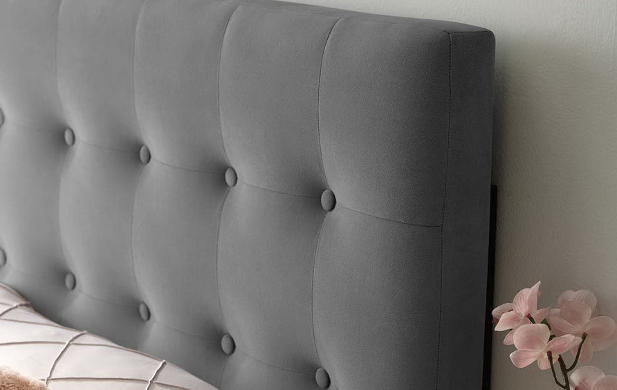 Vale Biscuit Tufted Performance Velvet Twin Headboard in Gray