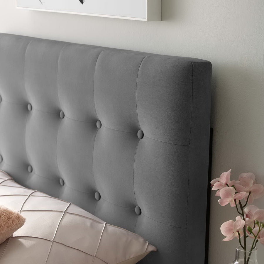Vale Biscuit Tufted Performance Velvet Twin Headboard in Gray