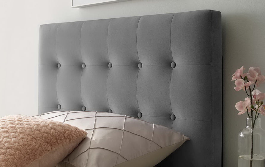 Vale Biscuit Tufted Performance Velvet Twin Headboard in Gray