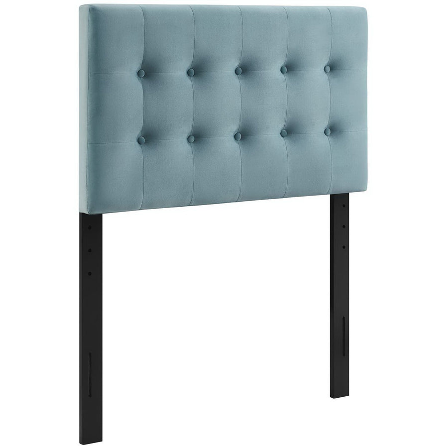 Vale Biscuit Tufted Performance Velvet Twin Headboard in Light Blue