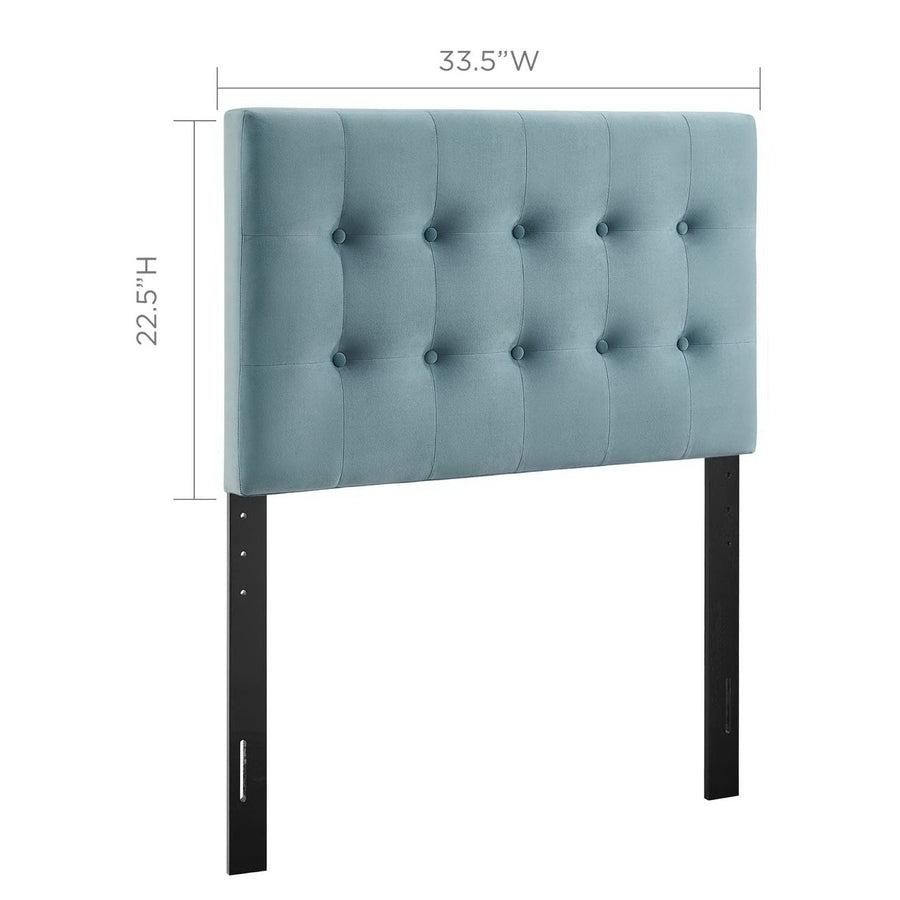 Vale Biscuit Tufted Performance Velvet Twin Headboard in Light Blue