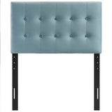 Vale Biscuit Tufted Performance Velvet Twin Headboard in Light Blue