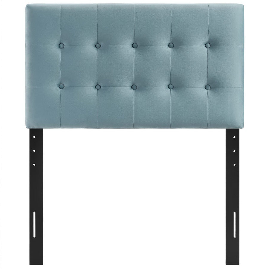 Vale Biscuit Tufted Performance Velvet Twin Headboard in Light Blue