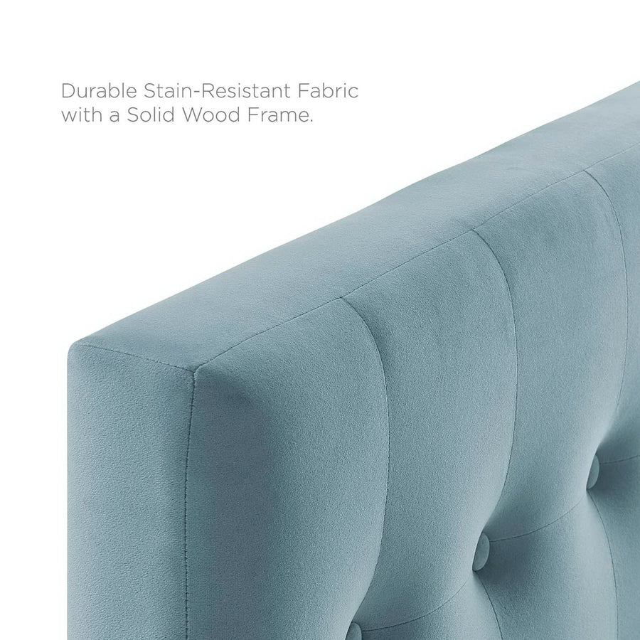 Vale Biscuit Tufted Performance Velvet Twin Headboard in Light Blue