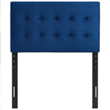Vale Biscuit Tufted Performance Velvet Twin Headboard in Navy