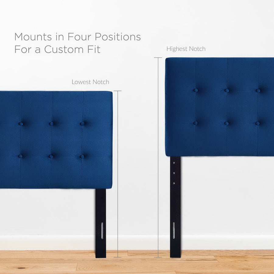 Vale Biscuit Tufted Performance Velvet Twin Headboard in Navy