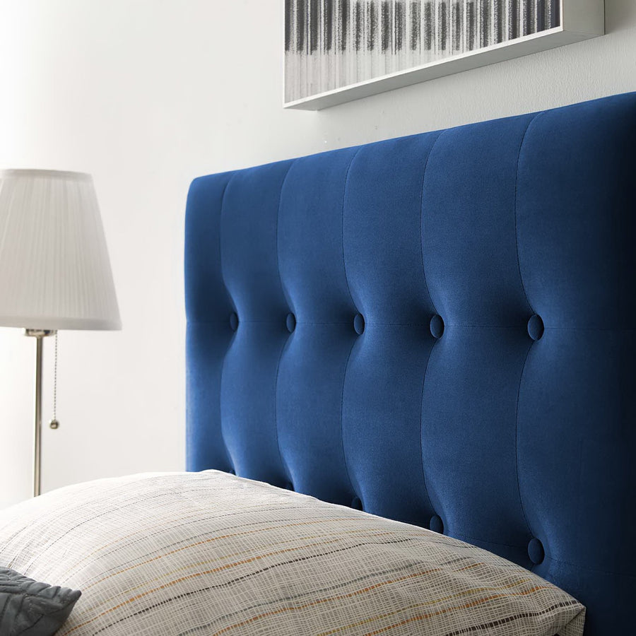 Vale Biscuit Tufted Performance Velvet Twin Headboard in Navy