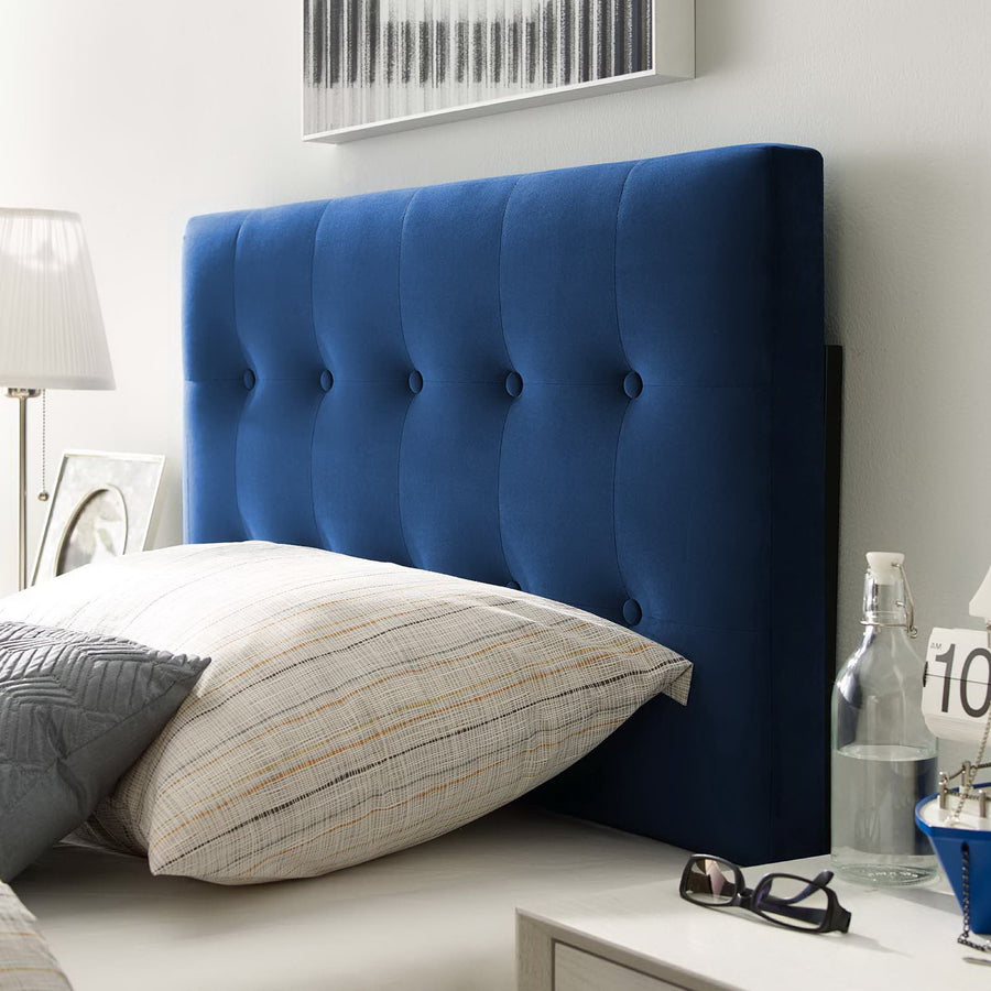 Vale Biscuit Tufted Performance Velvet Twin Headboard in Navy
