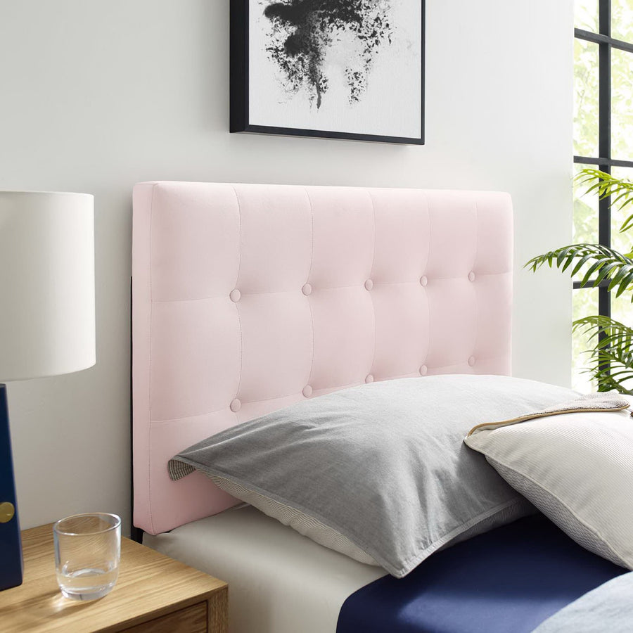 Vale Biscuit Tufted Performance Velvet Twin Headboard in Pink
