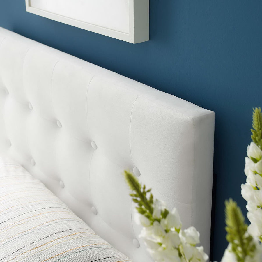 Vale Biscuit Tufted Performance Velvet Twin Headboard in White
