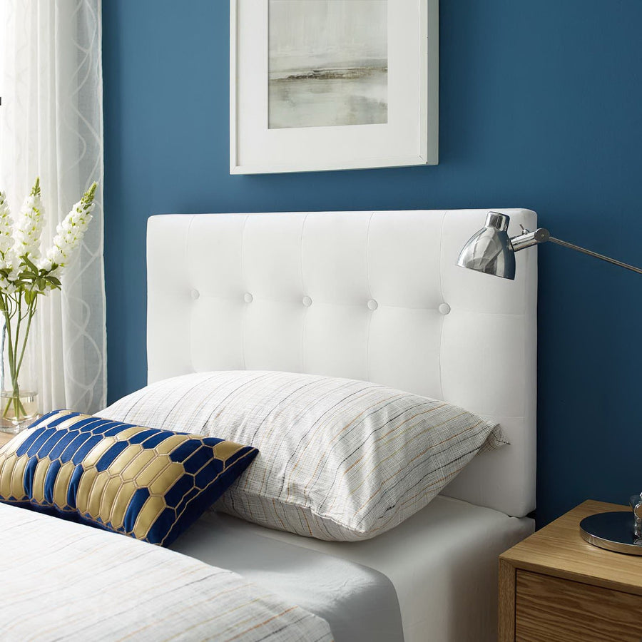 Vale Biscuit Tufted Performance Velvet Twin Headboard in White