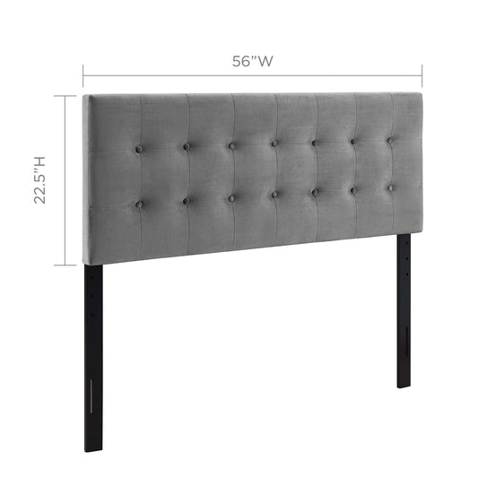 Emily Biscuit Tufted Performance Velvet Full Headboard by Furniture For America