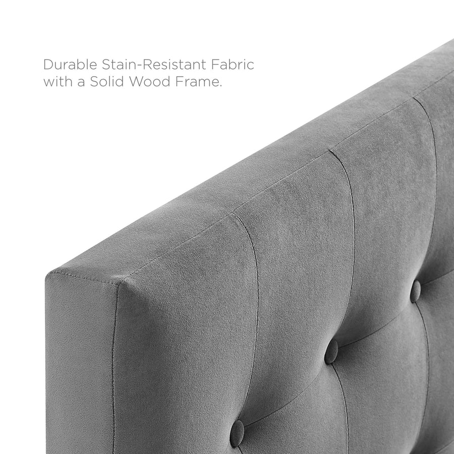 Vale Biscuit Tufted Performance Velvet Full Headboard in Gray