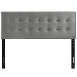 Vale Biscuit Tufted Performance Velvet Full Headboard in Gray