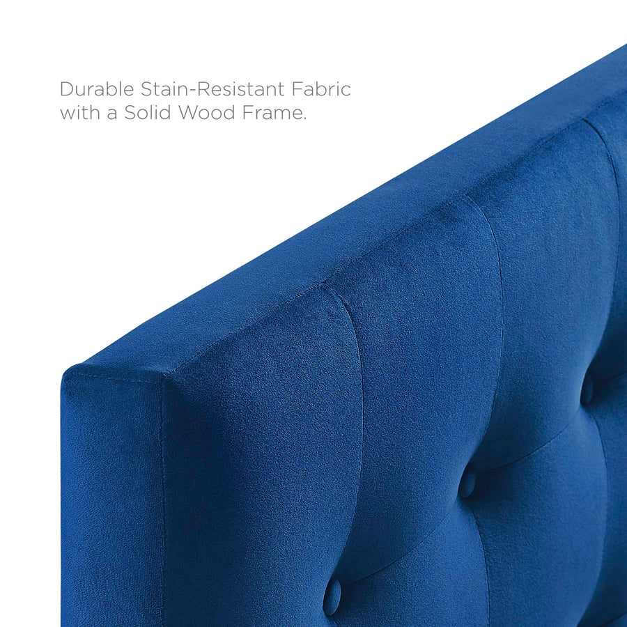 Vale Biscuit Tufted Performance Velvet Full Headboard in Navy
