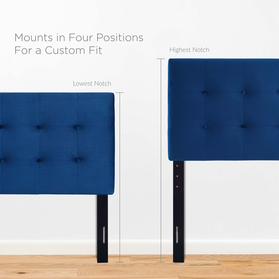 Vale Biscuit Tufted Performance Velvet Full Headboard in Navy