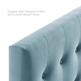 Vale Biscuit Tufted Performance Velvet Queen Headboard in Light Blue