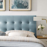 Vale Biscuit Tufted Performance Velvet Queen Headboard in Light Blue