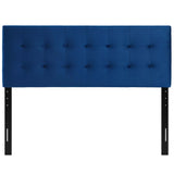 Vale Biscuit Tufted Performance Velvet Queen Headboard in Navy